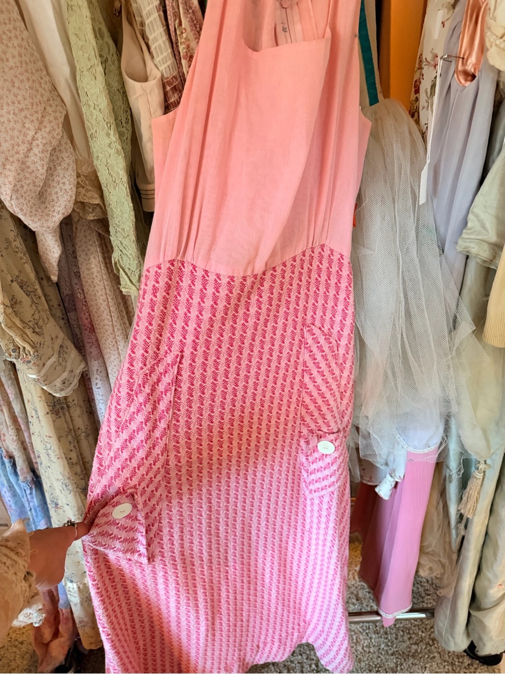 Sleeveless vintage Pink Patterned Casual Maxi Dress